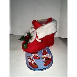 Vintage Christmas Candy Container Red Cloth Santa's Boot Rennoc 1980s